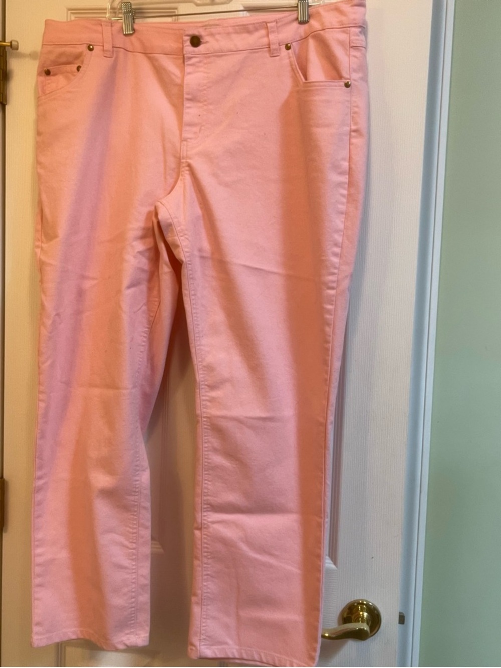 Woman Within Pink Straight Leg Jeans. (97)